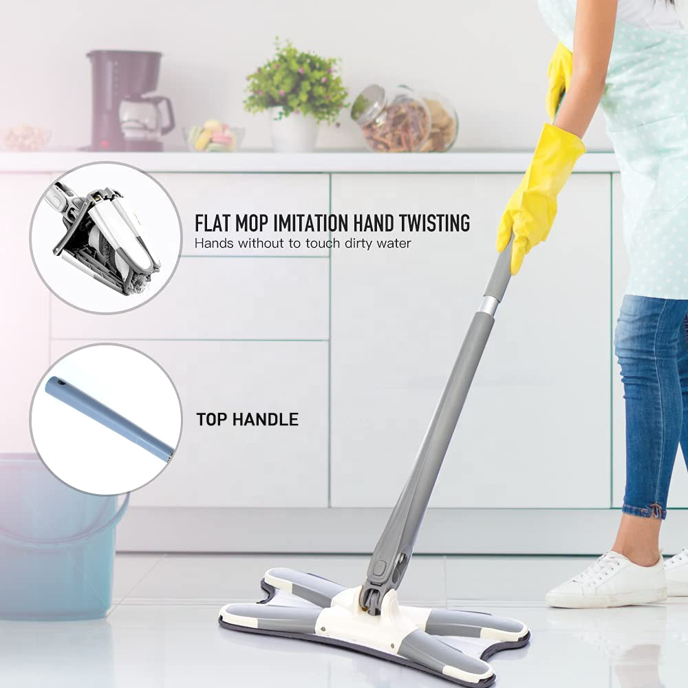 4874 X Shape Mop or Floor Cleaning Hands-Free Squeeze Microfiber Flat Mop System 360° Flexible Head, Wet and Dry mop for Home Kitchen with 1 Super-absorbent Microfiber Pads. DeoDap 4874 X Shape Mop or Floor Cleaning Hands-Free Squeeze Microfiber Flat Mop System 360° Flexible Head, Wet and Dry mop for Home Kitchen with 1 Super-absorbent Microfiber Pads. DeoDap